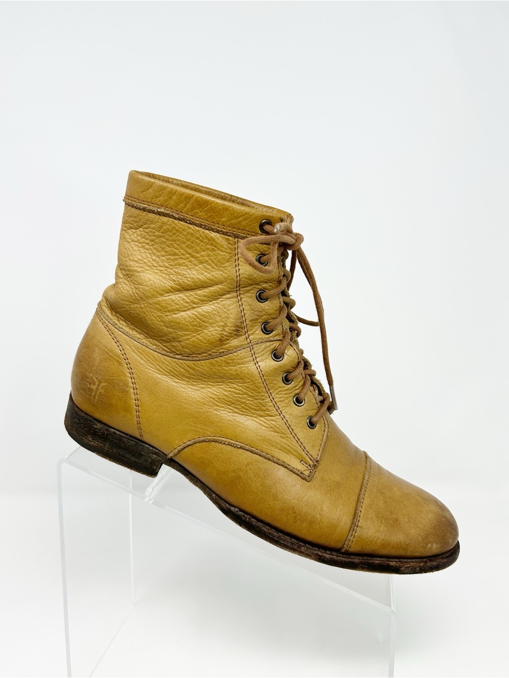 Frye Erin Lace-Up Combat Ankle Boots Womens Brown Cap Toe Lug Sole Size 8.5 B